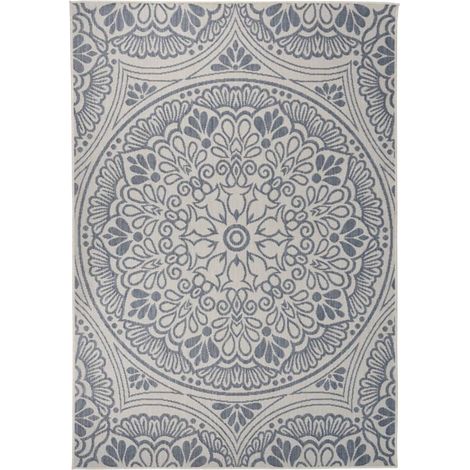 Tapis extérieur à tissage plat Terrasse Salon Cuisine - Tapis de jardin 160x230 cm Motif bleu BV340800 - BonneVie (1/5)