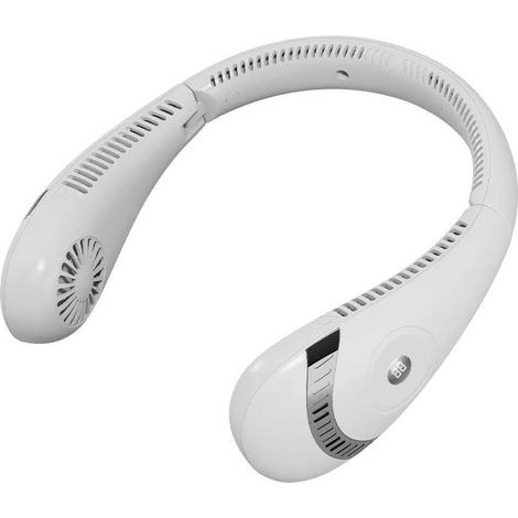 Ventilateur de cou (blanc) — Ventilateur portable rechargeable 5000 mAh, conception sans pales à 360°, flux d'air puissant (3 vitesses), pliable et portable (1/5)