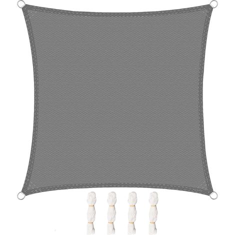 Voile d'ombrage gris, auvent protégé contre les UV rectangulaire, 3m x 3m, pour jardins extérieurs en terrasse (1/5)