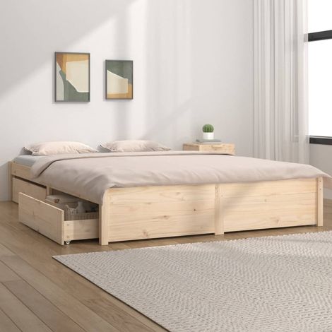 GBLY Cadre de lit avec tiroirs 140x190 cm Double