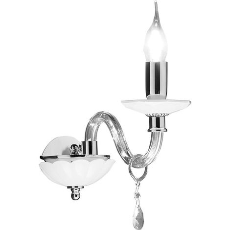 Applique murale classique en verre et cristal Livia - Blanc