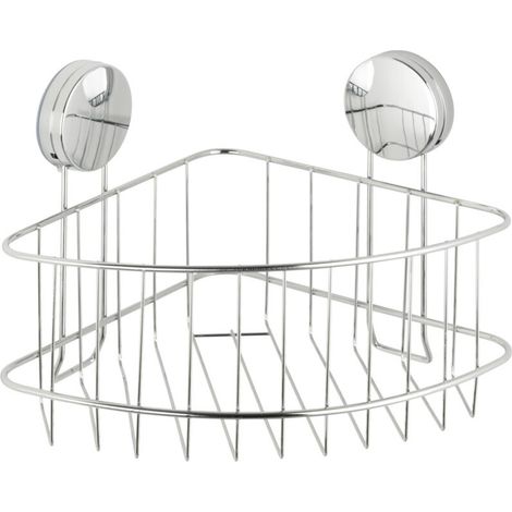 Etagère d'angle salle de bain Osimo, rangement douche angle fixation sans perçage "Static Loc Plus", Acier, 26,5x18x19 cm, chromé (1/5)