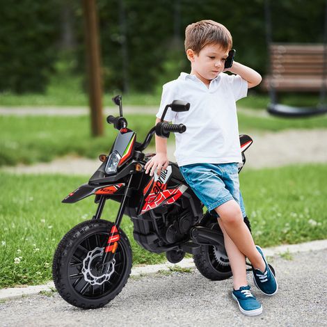 Moto électrique enfants sous licence Aprilia avec 2 moteurs 12V. roues d'entraînement. lumière LED. musique - rouge