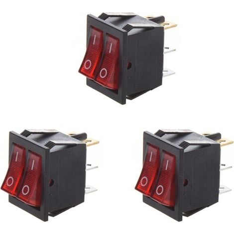 Interrupteur À Bascule Marche Arrêt SPST Double 6 Broches Lumière Rouge 15A 250V AC Pour Bateau (1/4)