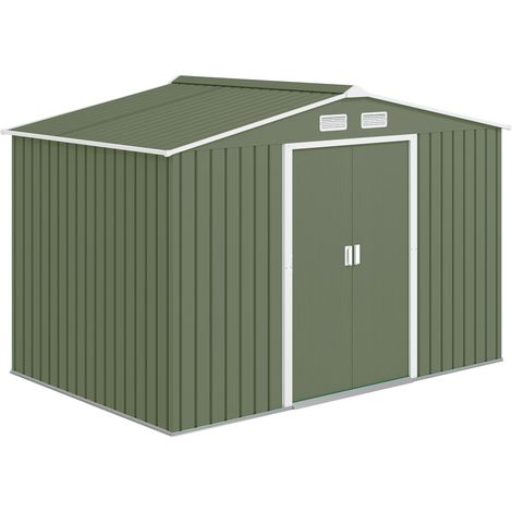 Cabane de rangement avec porte coulissanteen 2,77 x 1,95 x 1,92cm Métal Hellgrün