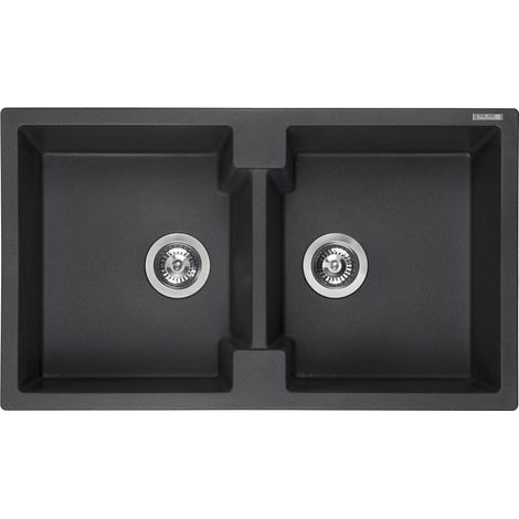 Reginox Amsterdam 20 Küchenspüle mit Doppelbecken schwarz metallic (1/4)