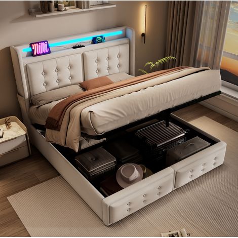 Letto matrimoniale contenitore USB LED 140x200 OKMYHOME (1/5)