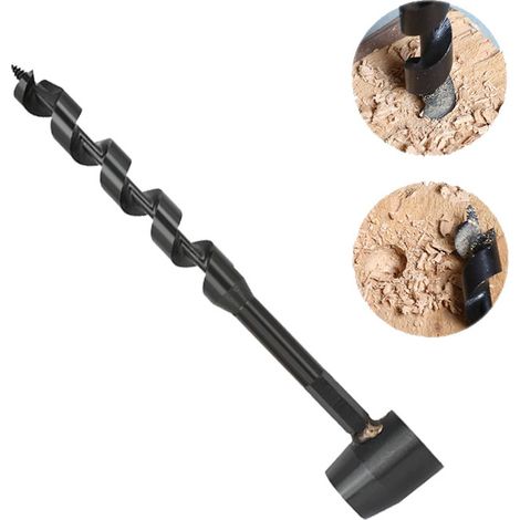 SIENTICE Versatile Wilderness Survival Drill Bit, Hand Drill for Woodworking, Black Four-Cutter Drill Bit (19-230mm) (1/5)