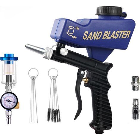 Gravity feed sandblasting gun kit, compressed air type, cleaning gun for metal surface treatment (1/5)