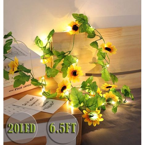 Guirlande Lumineuse Solaire - 20 LED - Forme Tournesol - 2 M - Pour Décoration Intérieure et Extérieure - 1 Pièce (1/5)