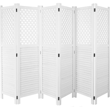 Biombo mampara mampara privacidad 6 paneles 170x245cm en madera blanca 040003910