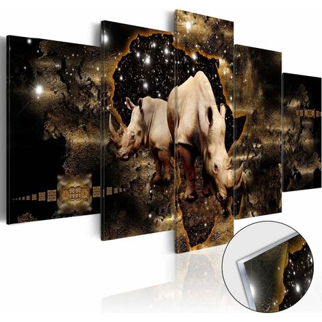Tableau sur verre rhinocéros doré - 200 x 100 cm (1/4)