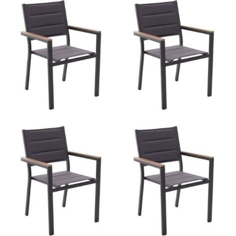 KLULK Set 4 Poltrone Da Esterno Cayman In Alluminio Verniciato Antracite Dotato Di Inserti In Polywood, L 57 x P 57 x H 88 Cm (1/5)