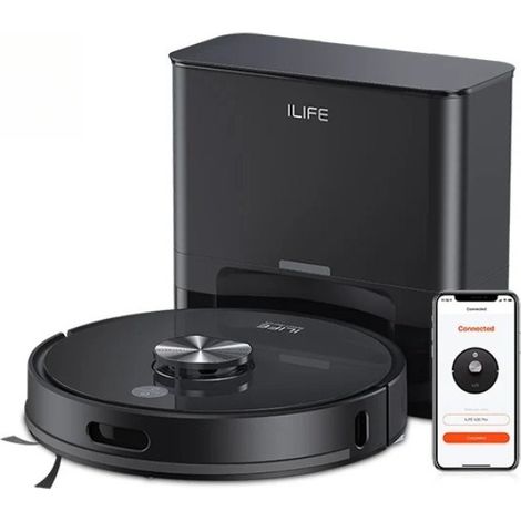 Aspirateur robot ILIFE T20s Ultra avec station d'auto-vidage, aspiration de 10000 Pa, batterie de 4600 mAh, autonomie maximale de 300 minutes (1/5)