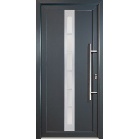 Signum ExklusivPVC Model 38, innen: weiß, außen: titan, Breite: 88cm, Höhe: 208cm, Öffnungsrichtung: DIN rechts