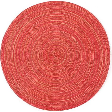 Juego de 6 manteles individuales redondos, tejidos a mano, lavables, resistentes al calor, antideslizantes, 38 cm, color rojo (1/5)