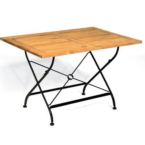 Sonnenpartner Klapptisch Oxford 120x80 cm Teakholz und Eisen schwarz Gartentisch klappbar