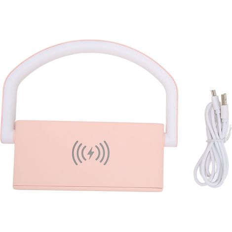 Réveil numérique multifonction avec chargeur sans fil, lumière nocturne et deux niveaux d'ajustement pour chambre - Rose (1/5)