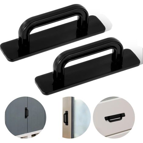 CCYKXA Lot de 2 poignées de porte de balcon, autocollantes, 100 mm, noires, poignées de meubles, sans perçage, pour armoires de cuisine, penderie (1/5)