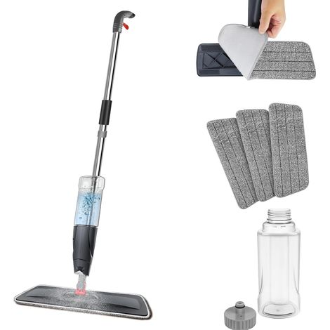 Vadrouille en aérosol, microfibre, tampon remplaçable, vadrouille de nettoyage des sols secs et humides, vadrouille plate, adaptée au nettoyage des sols ménagers / composites (1/5)