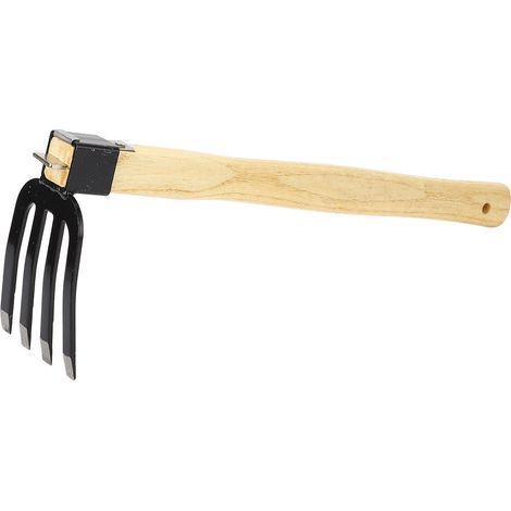 Houe fourche Combo manche en bois jardin main pelle râteau outil pour écraser et aérer le sol (1/5)