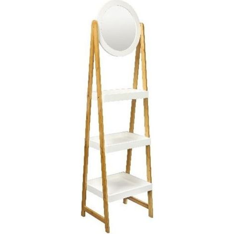 Miroir sur pieds avec 3 étagères 43 x 36 x H136 cm - SILUMEN