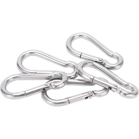 Petit mousqueton 5 pièces 50mm mousqueton en acier inoxydable robuste mousqueton à ressort pour hamac laisse de chien (1/4)