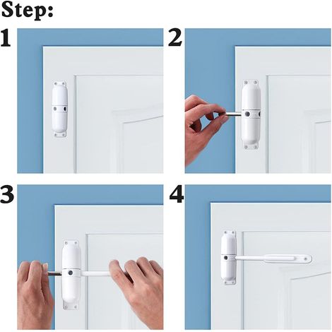 Ferme-porte automatique, ressort de sécurité - Facile à installer pour convertir les portes à charnières en fermeture automatique - Blanc MNS (1/4)