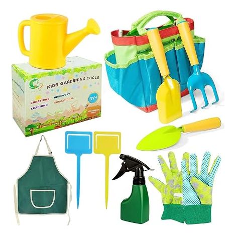 Garden Toys, 10 Pieces Gardening Bag, Gardening Tools, Shovel Rake Watering Can Glove Aprons and Garden Bag, Garden Tool Set, Gardening Gifts (1/5)