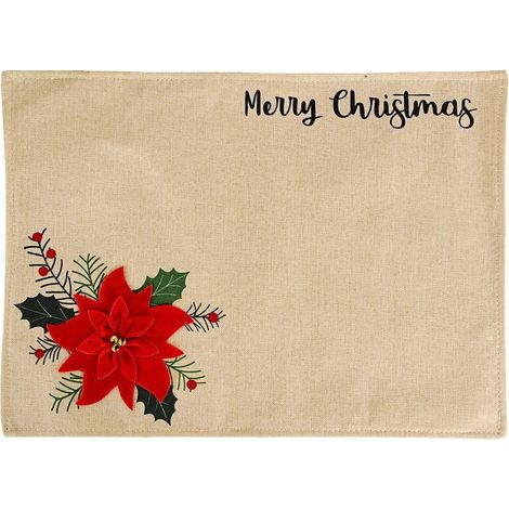 Placemat - Lin - Rond - 30 cm x 45 cm - Pour Table À Manger - Décoration De Noël - Lot De 8 (1/5)