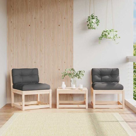 Canapés de Jardin Modulaires en Bois de Pin Massif avec Coussins Anthracite Lot de 2 - PANGIVO (1/5)