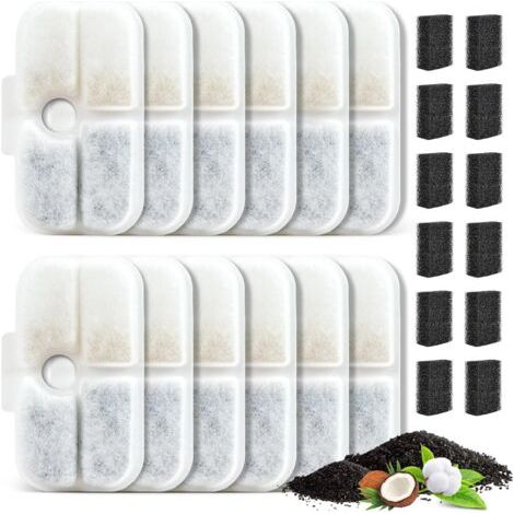 QORVA-Lot de 12 filtres pour fontaine à eau pour chat, filtres de fontaine de remplacement compatibles avec PETLIBRO (1/5)