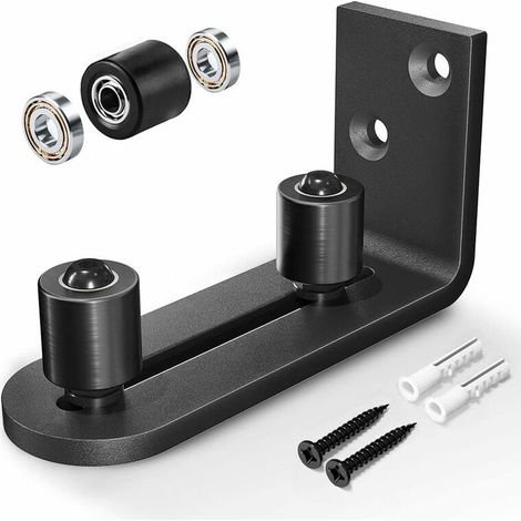 Guía inferior para puerta corredera tipo granero, rodamientos de bolas ajustables, sistema de montaje en pared, diseño de fondo plano y al ras. (1/5)