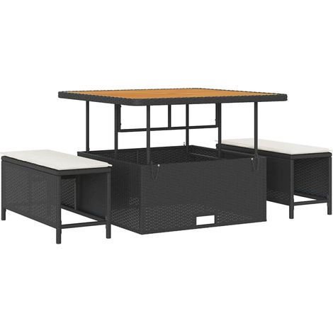 Ensemble de salle à manger pour jardin，Mobilier de jardin Noir Poly rotin CFW74499 (1/5)