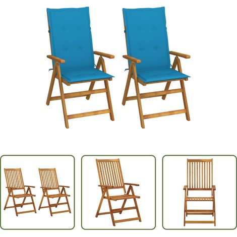Akazienholz - Garten-Liegestühle 2 Stk. mit Kissen Akazie Massivholz (1/5)