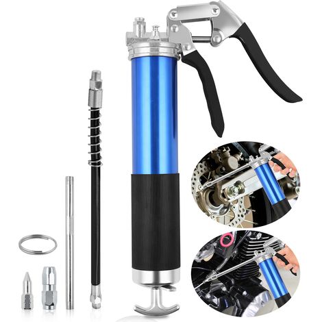 Randaco Pistola de engrasar Cartuchos 8000psi incluyendo tubo de inyección y boquilla Pistola de engrasar de taller con palanca manejo una sola mano