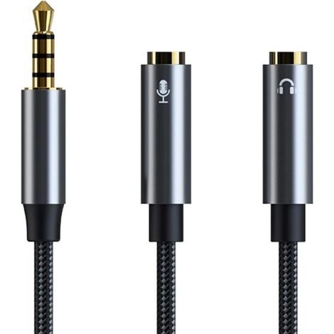 3.5mm Male to Dual 3.5mm Female Audio Splitter Cable, Headset Adapter Compatible with Gaming Headsets, Phones, PCs, Tablets, 30cm (1/5)