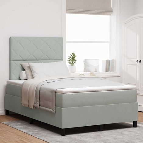 Cama tipo Box Spring Gris Claro 120 x 190 cm Terciopelo (1/5)