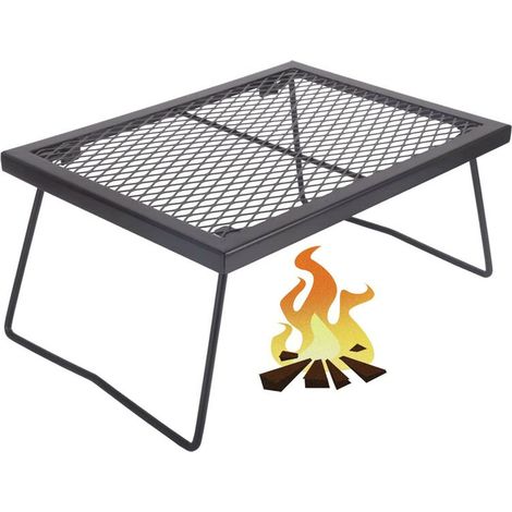 Collapsible Campfire BBQ Grill - Portable Camping Grill Over Fire Heavy Duty Steel Charcoal Grill (43cm x 31cm) (1/5)