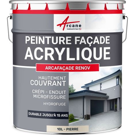 Arcane Industries – Peinture façade acrylique étanche – 10 L pour rénovation – Couverture jusqu'à 60 m² – Finition mate – Durabilité jusqu'à 15 ans (1/5)