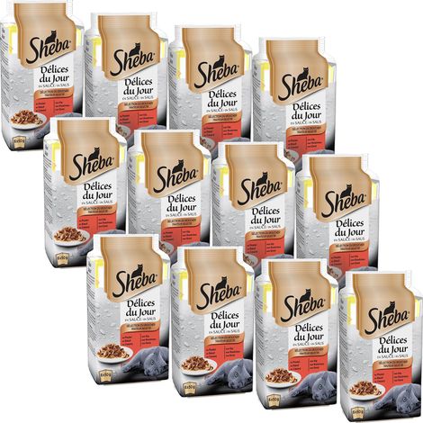 SHEBA Délice du jour Sachet fraicheur aux viandes en sauce - Pour chat - (x12) (1/4)