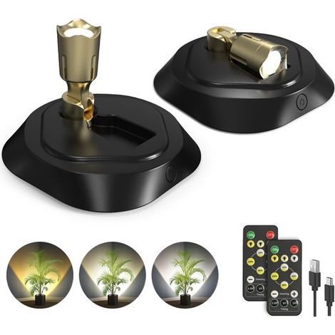 Wiederaufladbare LED Wandleuchte Kabelloser Strahler mit Fernbedienung 3 Farbtemperaturen Stimmungslicht für Gemälde und Pflanzen Set mit 2 Lampe (1/5)