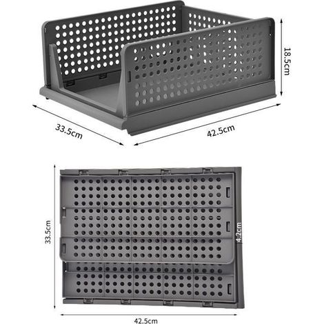 Organisateur Armoire Vetement Pliable Boite Rangement Vetement Plastique Gris 4 pcs (1/5)