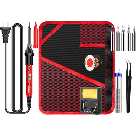 Irovami Kit fer souder 60W – rouge, 180-520°C, 11 pièces, US