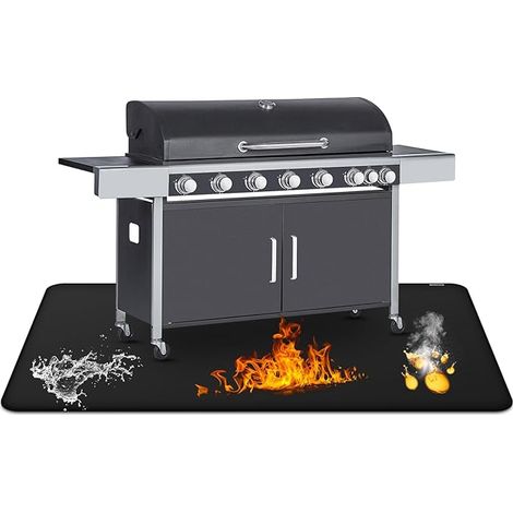 Fire Blanket for Outdoor Barbecue, 100 x 150 cm, Fireproof Double Sided Grill Mat, Floor Mat for Fireplace (1/5)