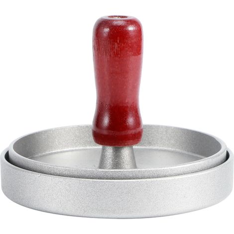 Disque en aluminium antiadhésif pour galettes de hamburger, moule à viande avec manche en bois, presse à steak, ustensile de cuisine (1/5)