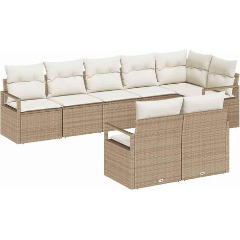 Maison Exclusive - Set Divano da Giardino 8 pcs Beige e Bianco polyrattan