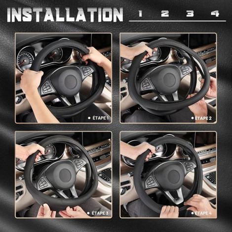 Couvre Volant Voiture Housse Volant 37-39Cm Noir (1/4)
