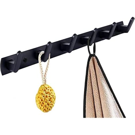 Porte-manteau mural avec 6 crochets, crochet mural noir, porte-manteau mural moderne, convient pour le salon, l'entrée, la chambre, la cuisine, la salle de bain, etc. (1/5)