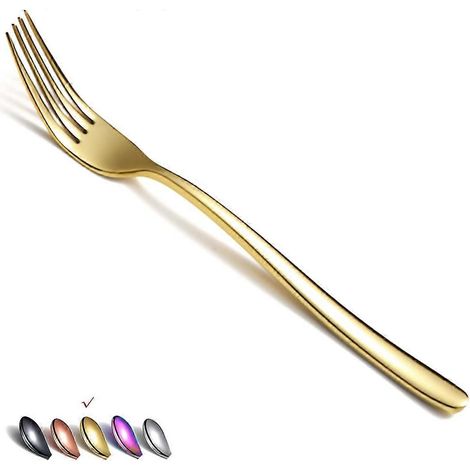 Ensemble de 6 couverts en acier inoxydable de 20 cm (8 pouces) comprenant des fourchettes à dessert, des fourchettes de table et des fourchettes à salade pour la maison. (1/5)
